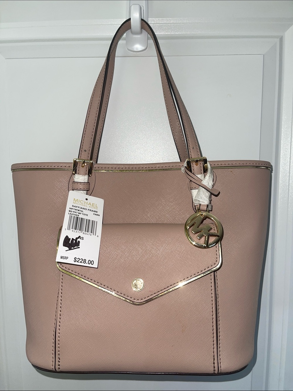 Michael Kors  NWT Dusty Pink Saffiano Leather Tote with Gold Accent